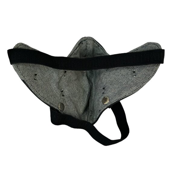 Black Patent Leather Half Face Mask w Zipper Mouth Spikes Goth Industrial Horror - Picture 7 of 7